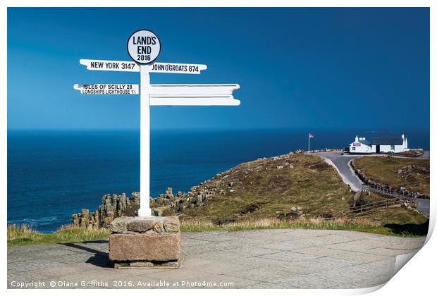 The Land's End Sign Print by Diane Griffiths