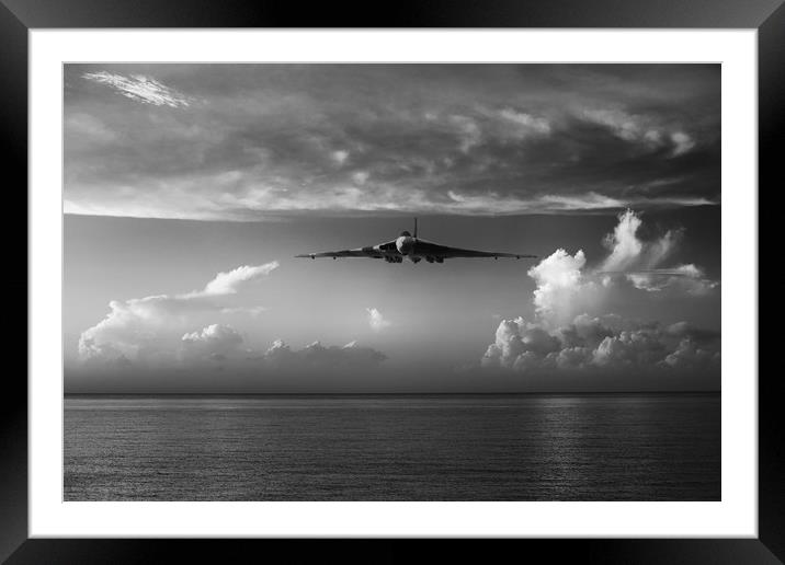 Vulcan Over The Water - Mono Framed Mounted Print by J Biggadike