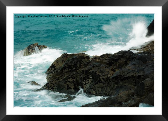SMASH GOES THE WAVE Framed Mounted Print by andrew saxton