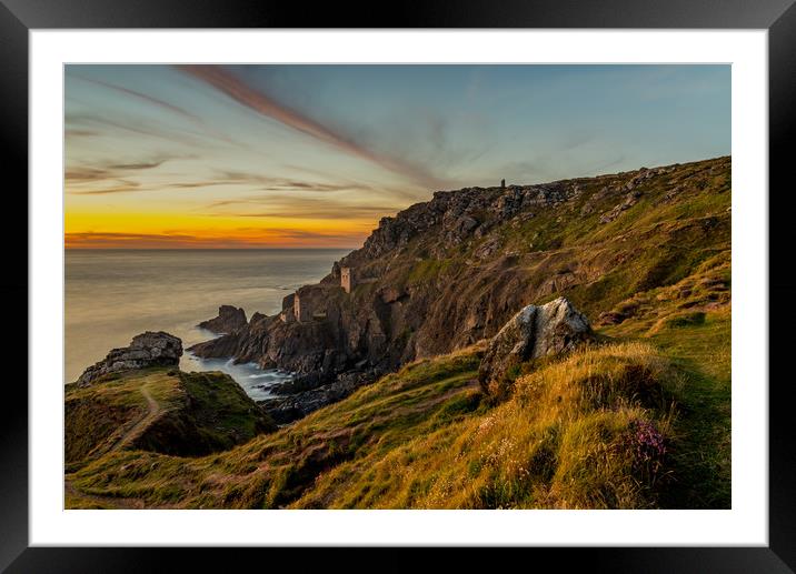 Botallack Sunset Framed Mounted Print by Michael Brookes