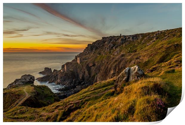 Botallack Sunset Print by Michael Brookes