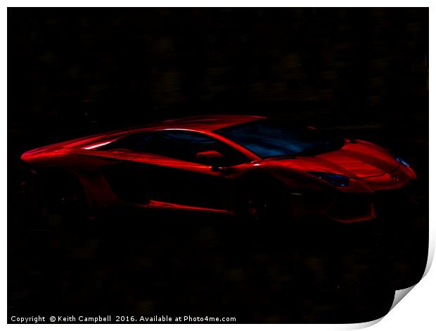 Red Shiny Lamborghini  Print by Keith Campbell