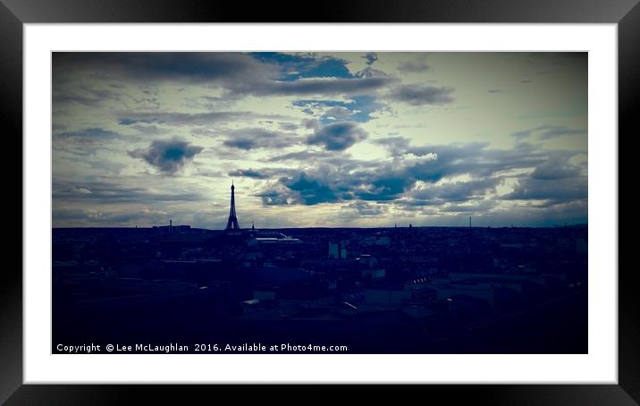 Paris skyline with Eiffel Tower silhouette Framed Mounted Print by Lee McLaughlan