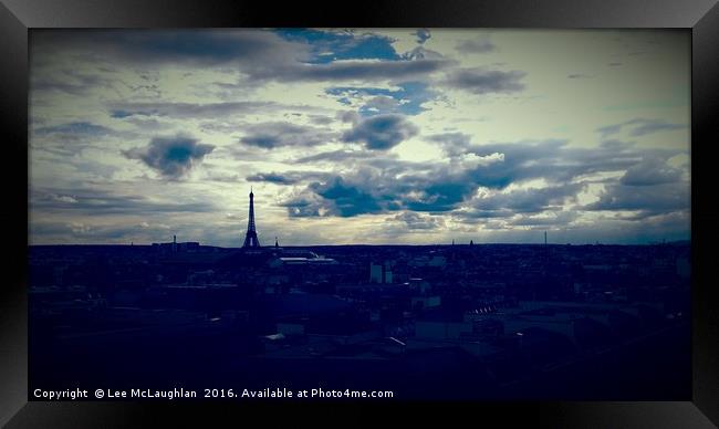 Paris skyline with Eiffel Tower silhouette Framed Print by Lee McLaughlan