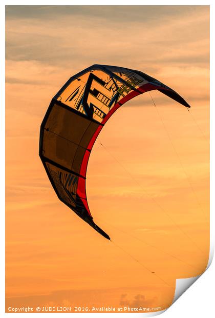 Kite surfing in the sunset Print by JUDI LION