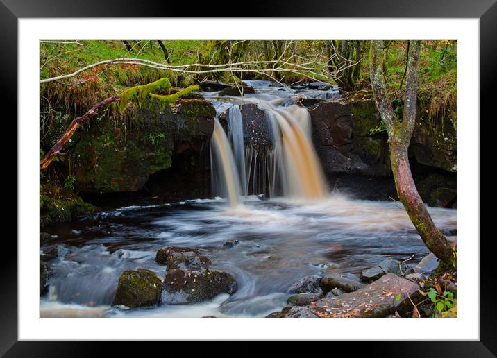 Cascading Waterfalls in the Brecon Beacons Framed Mounted Print by michael Bryan