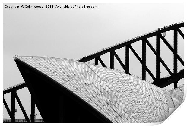 Sydney Opera House and Bridge Print by Colin Woods