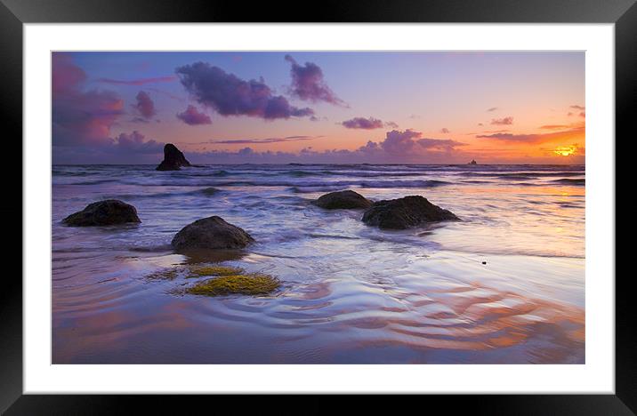 Sunset Ripples Framed Mounted Print by Mike Dawson