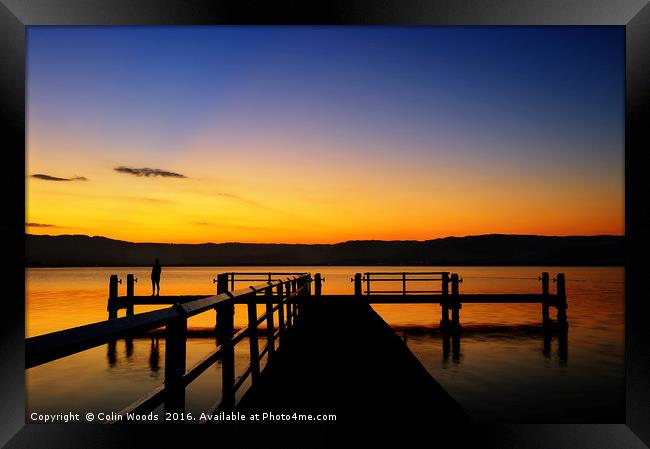 Sunset on lake illiwarra Framed Print by Colin Woods