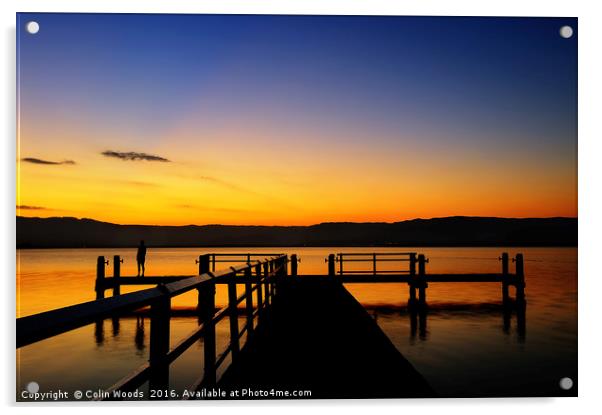 Sunset on lake illiwarra Acrylic by Colin Woods
