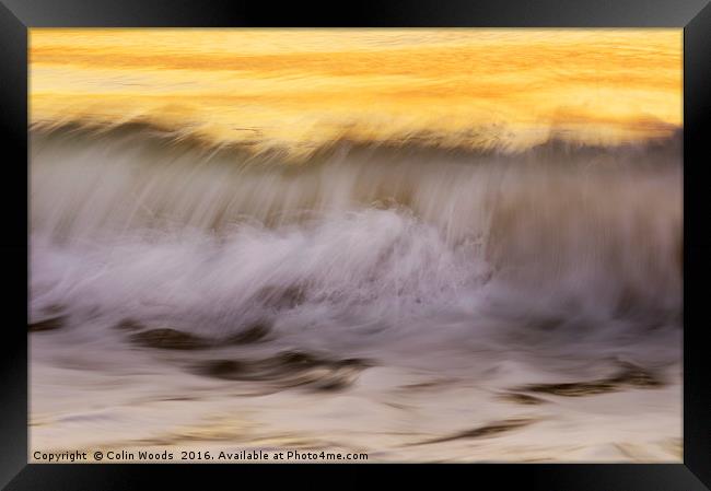 Wave Breaking in Morning Light Framed Print by Colin Woods