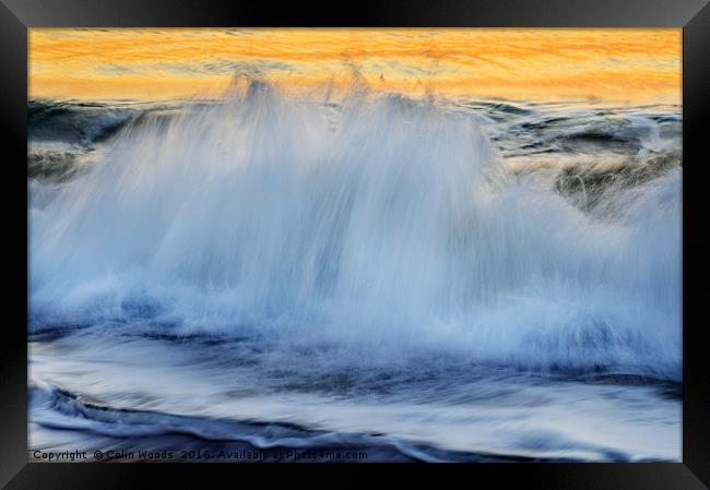 Breaking wave at dawn Framed Print by Colin Woods