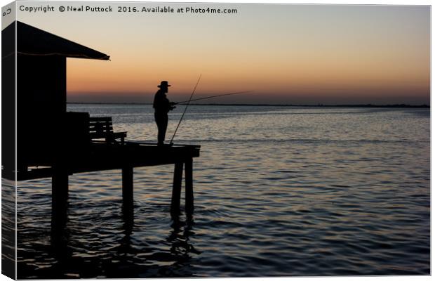 Fishing at Dawn Canvas Print by Neal P