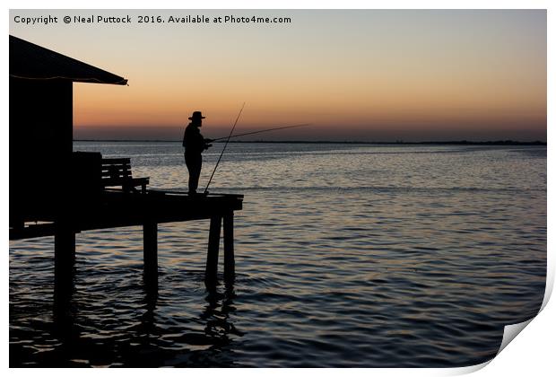 Fishing at Dawn Print by Neal P