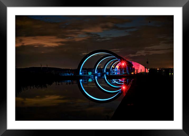 Falkirk Wheel night light Framed Mounted Print by Garry Quinn