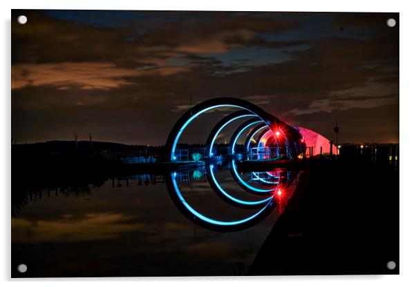 Falkirk Wheel night light Acrylic by Garry Quinn