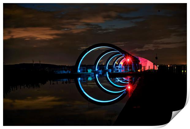 Falkirk Wheel night light Print by Garry Quinn