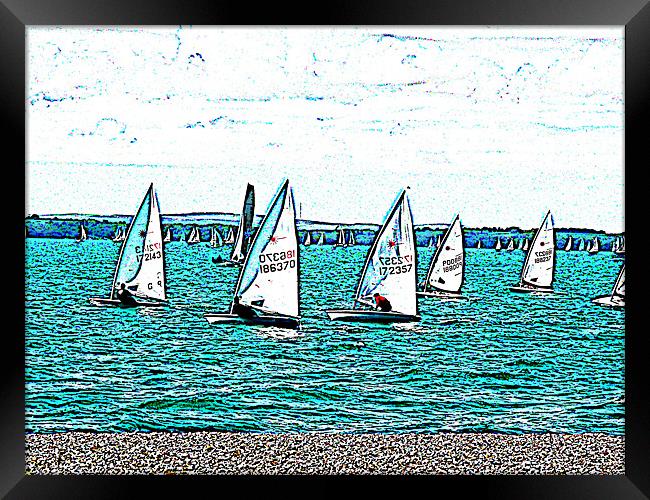 Solent sail boats Framed Print by Ian Jeffrey