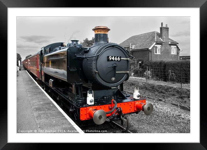 Steam locomotive 9466 Framed Mounted Print by John Boekee