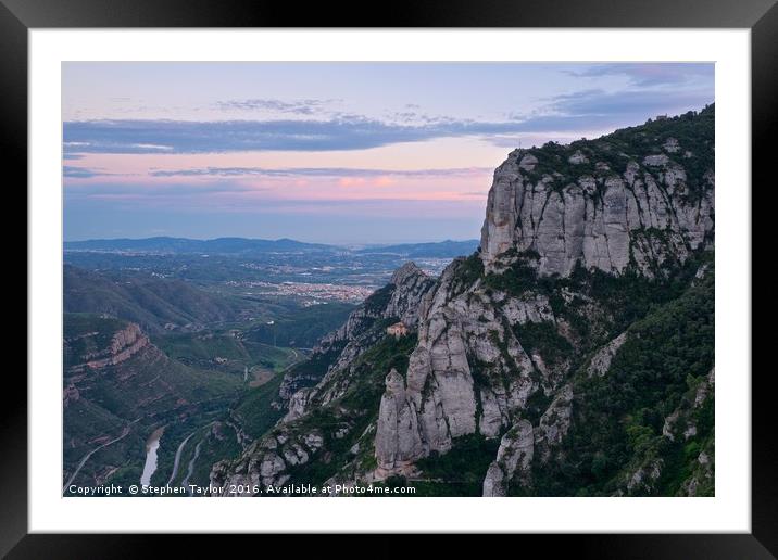 Sunset at Montserrat Framed Mounted Print by Stephen Taylor