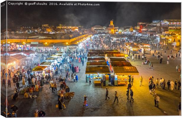  Jemaa el-Fnaa, Marrakech in the evening Canvas Print by geoff shoults