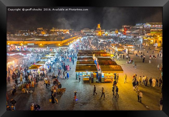  Jemaa el-Fnaa, Marrakech in the evening Framed Print by geoff shoults