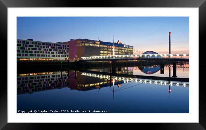 BBC Studios and Bells Bridge Glasgow Framed Mounted Print by Stephen Taylor