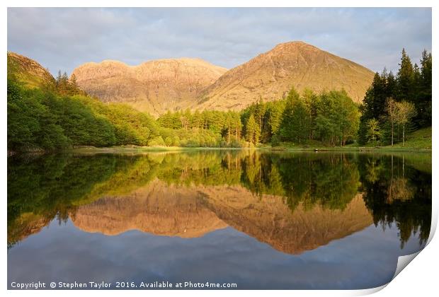 Bidean Nam Bian reflections Print by Stephen Taylor