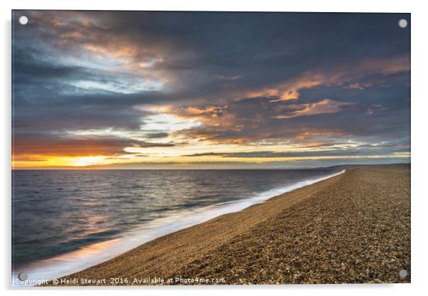 Sunset at Chesil Beach in Dorset Acrylic by Heidi Stewart