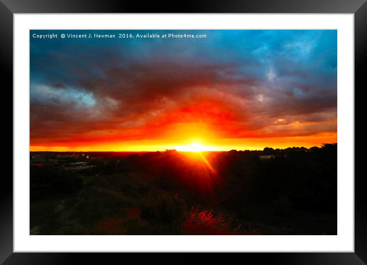 Dramatic Sunset Over Norwich Framed Mounted Print by Vincent J. Newman