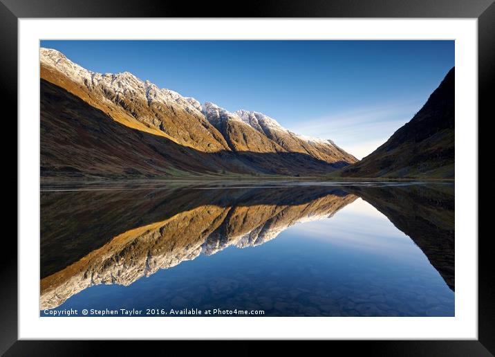 Reflections on Loch Achtrocitan Framed Mounted Print by Stephen Taylor