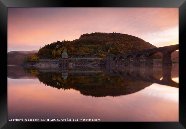 Sunrise in the Elan Valley Framed Print by Stephen Taylor