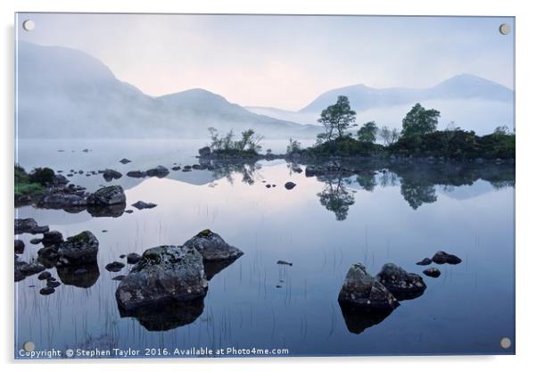 Lochan na h-Achlaise Acrylic by Stephen Taylor