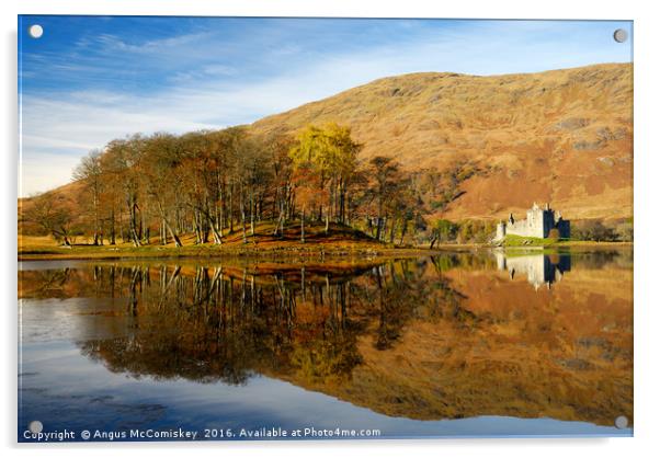 Autumn reflections Loch Awe Acrylic by Angus McComiskey