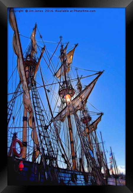 Artistic masts and rigging Framed Print by Jim Jones