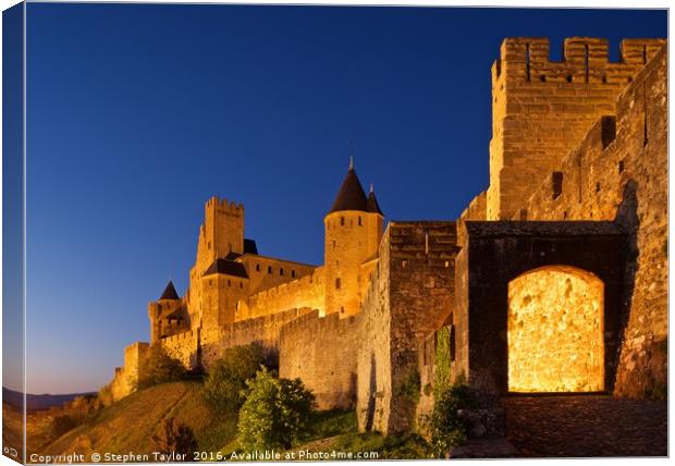 Carcassonne at night Canvas Print by Stephen Taylor