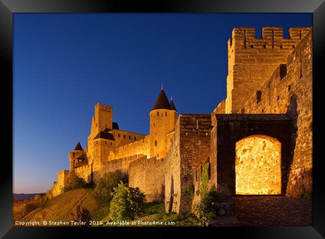 Carcassonne at night Framed Print by Stephen Taylor