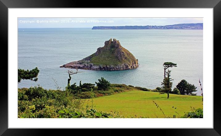 Thatchers Rock Torquay Framed Mounted Print by philip milner