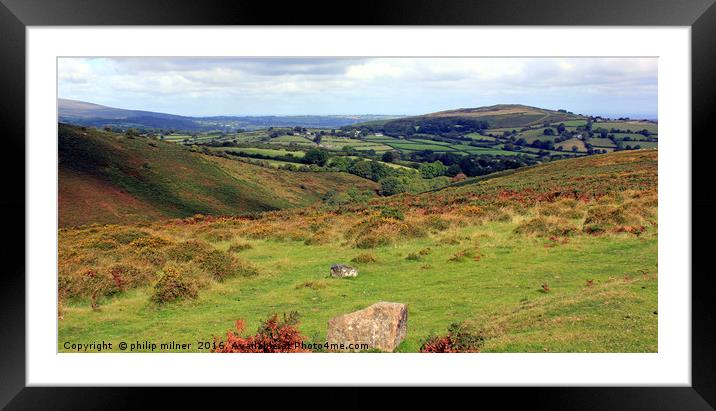 Views Across Dartmoor Framed Mounted Print by philip milner