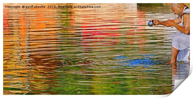 Ritual bathing, Gokarna, India Print by geoff shoults