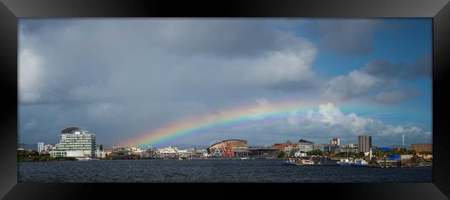 Cardiff Bay Rainbow Framed Print by Andrew Richards
