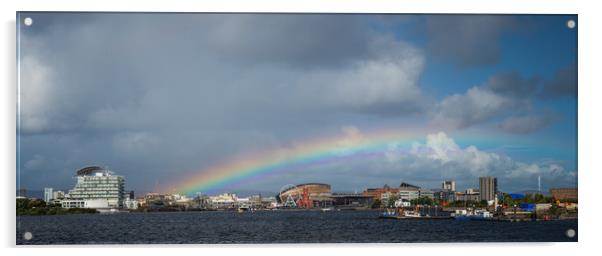 Cardiff Bay Rainbow Acrylic by Andrew Richards