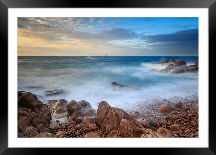 Sunset at cobo bay Guernsey Framed Mounted Print by chris smith