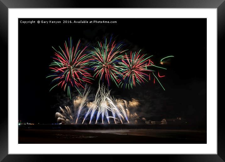 Coloured Fireworks Blackpool Framed Mounted Print by Gary Kenyon