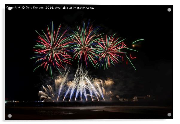 Coloured Fireworks Blackpool Acrylic by Gary Kenyon