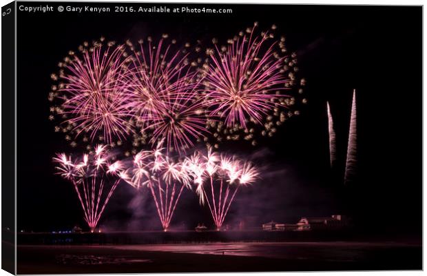 Pink FireworksBlackpool Canvas Print by Gary Kenyon