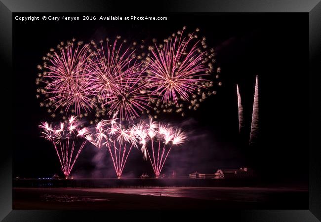 Pink FireworksBlackpool Framed Print by Gary Kenyon