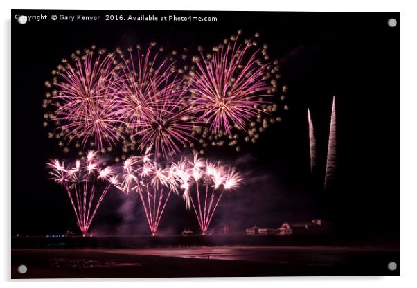 Pink FireworksBlackpool Acrylic by Gary Kenyon