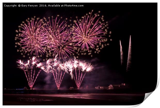 Pink FireworksBlackpool Print by Gary Kenyon