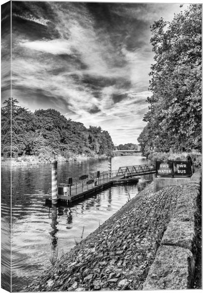 Castle Water Bus Stop 1 Mono Canvas Print by Steve Purnell